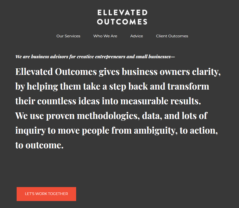 Ellevated Outcomes website